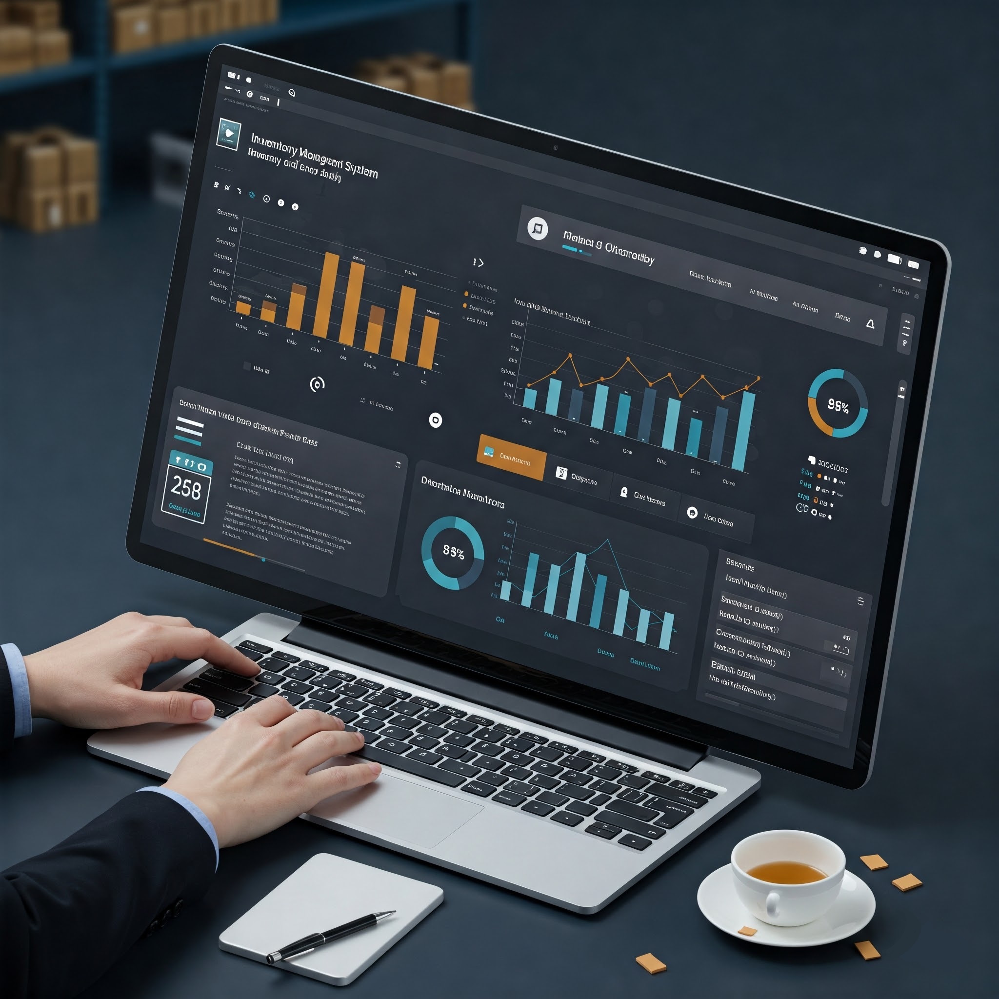 Advanced inventory management software dashboard displaying stock levels